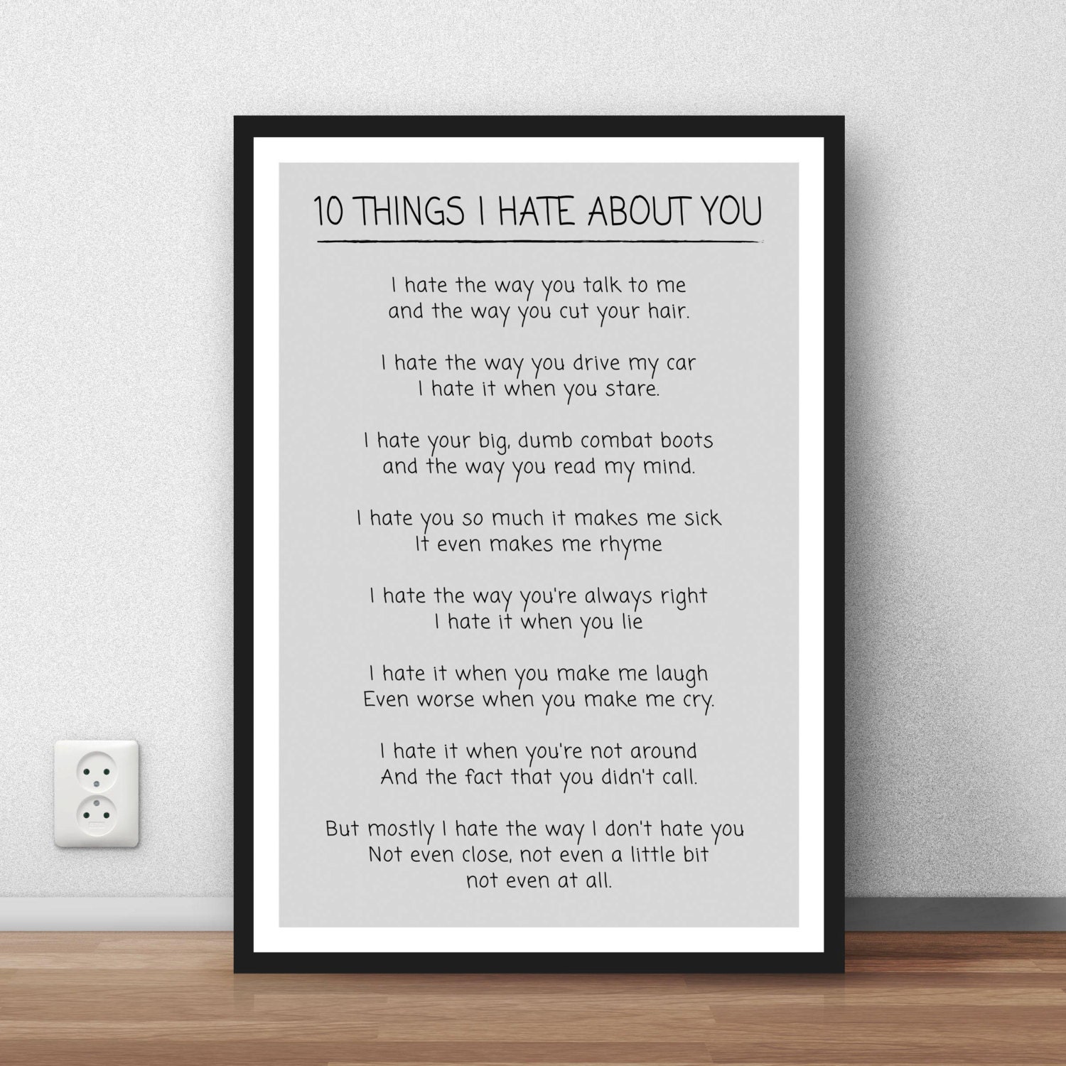 10 Things I Hate About You Movie Quote. Print. romance love Etsy