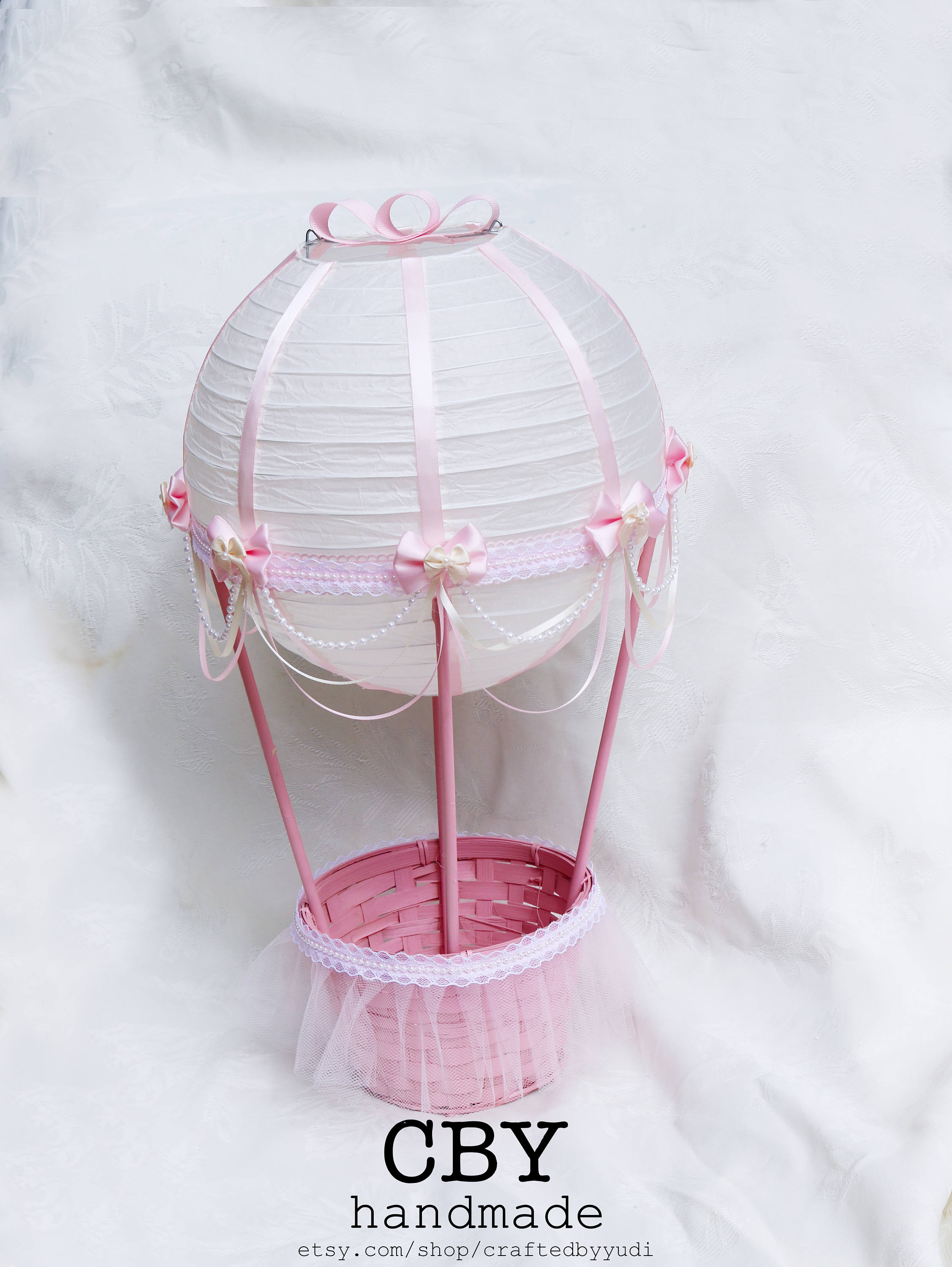 Hot Air Balloon Baby Shower Centerpiece Ivory and Pink Lace Etsy