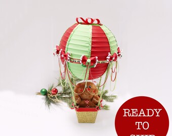 READY TO SHIP - Christmas Gingerbread Hot Air Balloon Centerpiece // Holiday party decorations