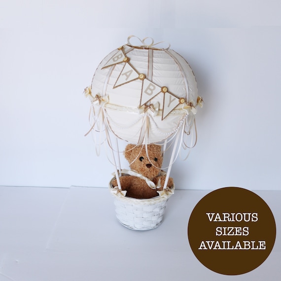 Teddy Bear Hot Air Balloon Centerpiece Ivory and Beige, up up and