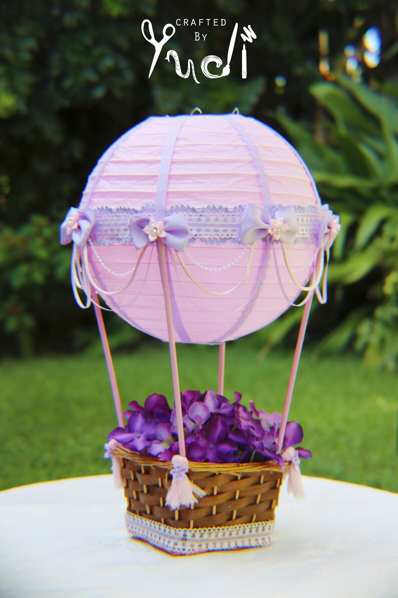 Große Heißluftballon Herzstück oder Geschenk PINK/LAVENDER
