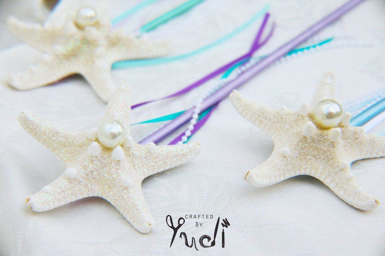 Mermaid Pointed Starfish Wands // mermaid party favor // Mermaid Party supplies image 1