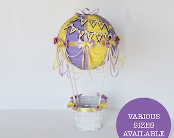 Hot Air Balloon Centerpiece Yellow and Lavender, Up Up and Away Baby Shower, Baby Shower Decorations, Baby Shower Gift