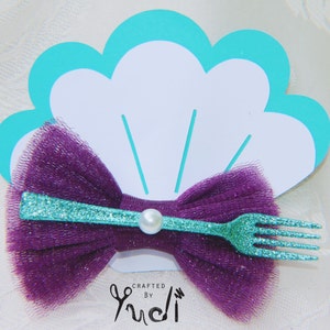 Mermaid Dinglehopper Hair Clip Party Favor Purple Bow, Mermaid Party Favor Hair Barrette, Mermaid Party Favor image 1