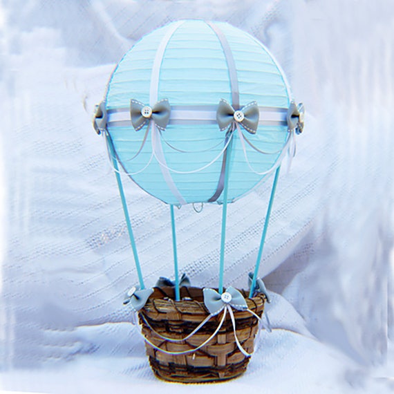Hot Air Balloon Baby Shower Centerpiece Light Blue And Grey Etsy