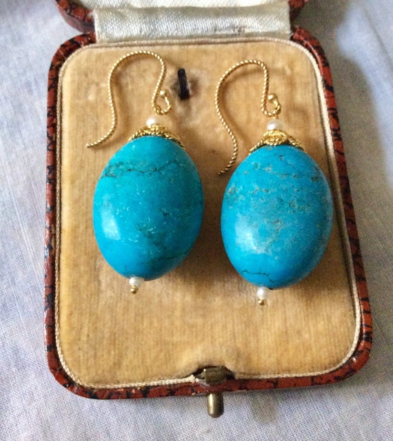 France Vintage NATURAL Great TURQUOISE Seed Pearl… - image 2