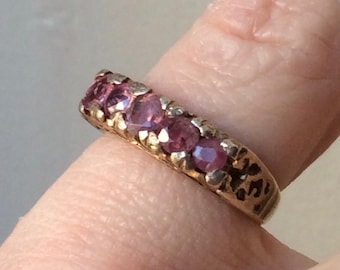 c1800 Vintage Exceptional ANTIQUE RUBY GOLD & Sterling Ring - Great Natural Ruby-Vintage Design - Sterling Silver - from France