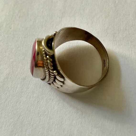 GENUINE RUBY Sterling Large Vintage Ring - Genuin… - image 9