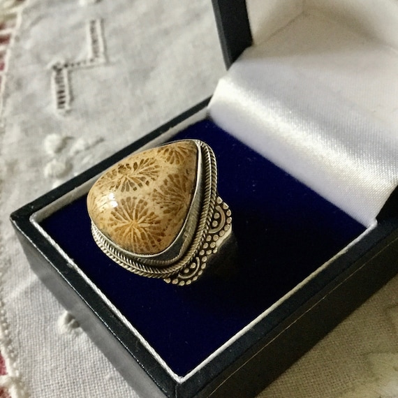 Fossilized Coral!!!! Very Rare Vintage Sterling Silver Bracelet Cuff Fossilized Coral!!!! Very Rare Vintage Sterling Silver Bracelet Cuff