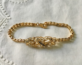 Genuine SAPPHIRE STERLING GOLD Bracelet - Luxury Great Design - Natural stone Sapphires blue - Gold & Sterling Silver - Vintage from France