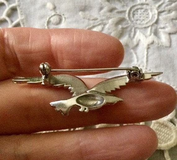 ART DECO BIRD Marcasite Silver Plated Brooch - Ge… - image 5