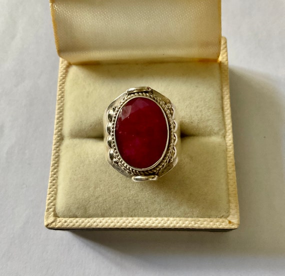 GENUINE RUBY Sterling Large Vintage Ring - Genuin… - image 8