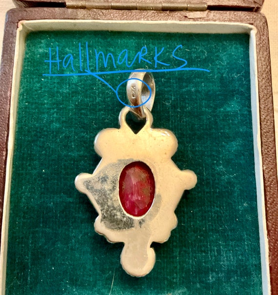 Exceptional Vintage RUBY STERLING Pendant - Gorge… - image 8