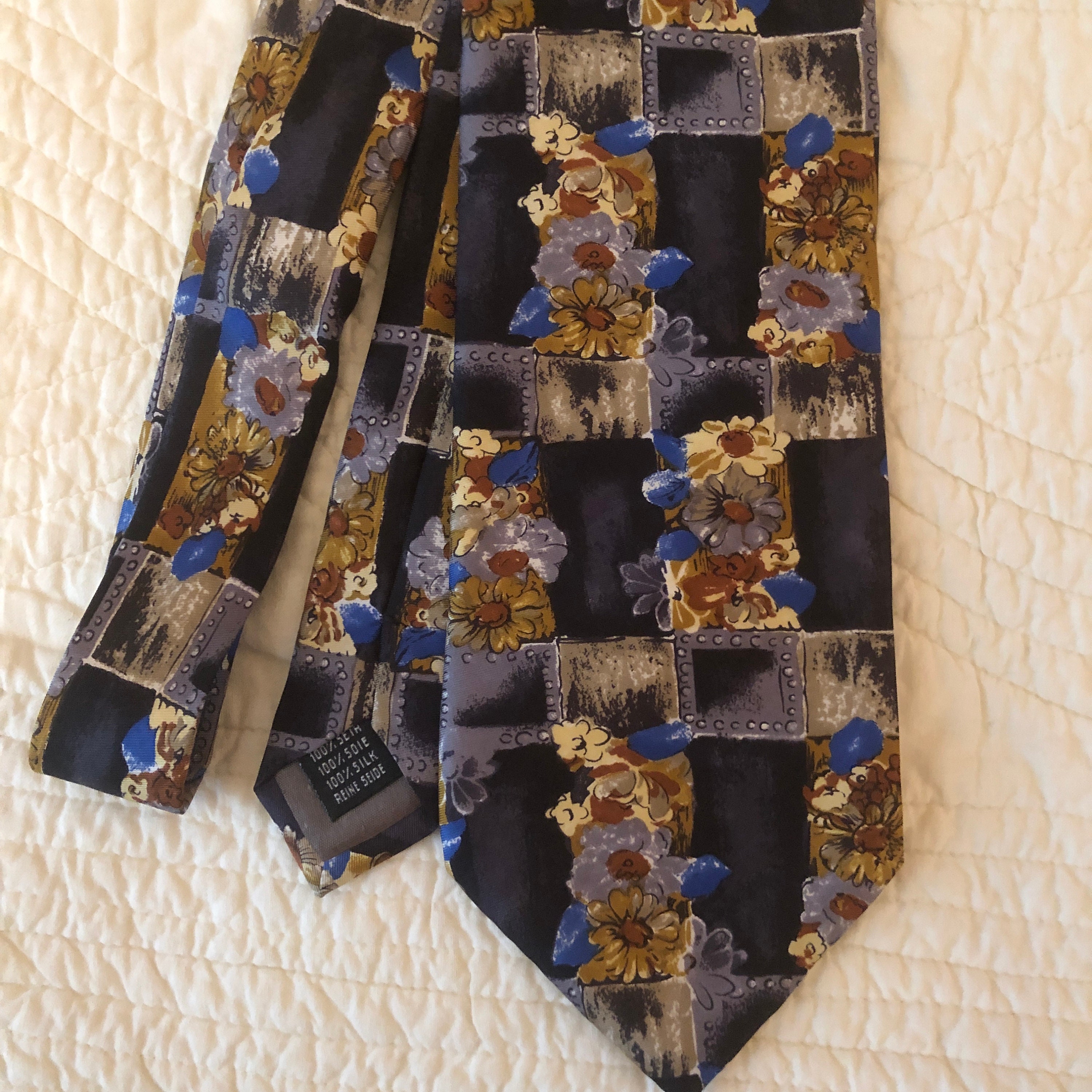 Louis Vuitton Navy Blue Monogram Clover Silk Tie