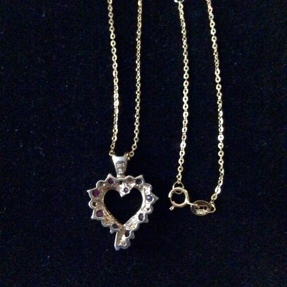 HEART Natural RUBY DIAMOND Gold Pendant - France … - image 8