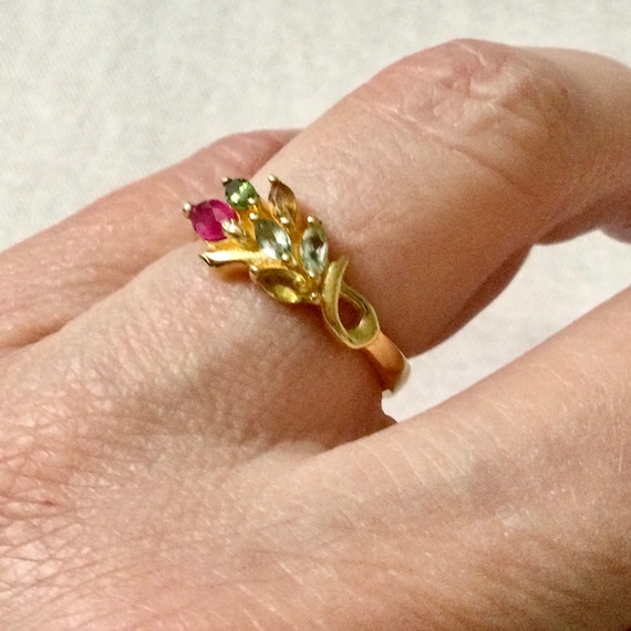 Natural RUBY TOURMALINE Multicolor GOLD Sterling … - image 4