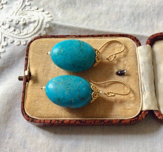 France Vintage NATURAL Great TURQUOISE Seed Pearl… - image 4