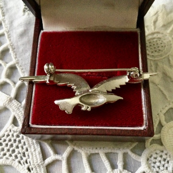 ART DECO BIRD Marcasite Silver Plated Brooch - Ge… - image 6