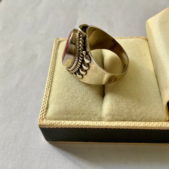 GENUINE RUBY Sterling Large Vintage Ring - Genuin… - image 6