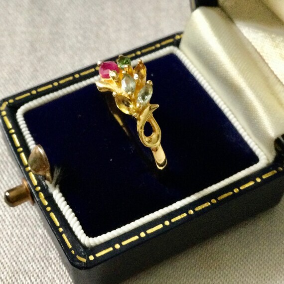 Natural RUBY TOURMALINE Multicolor GOLD Sterling … - image 3