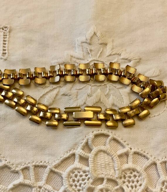 Bracelet Tank Ancien Plaqué Or - Poinçon 18K RGP, Occasion, Style Vintage