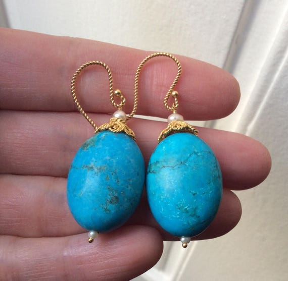 France Vintage NATURAL Great TURQUOISE Seed Pearl… - image 1