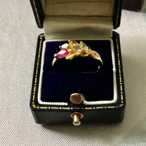 Natural RUBY TOURMALINE Multicolor GOLD Sterling … - image 9