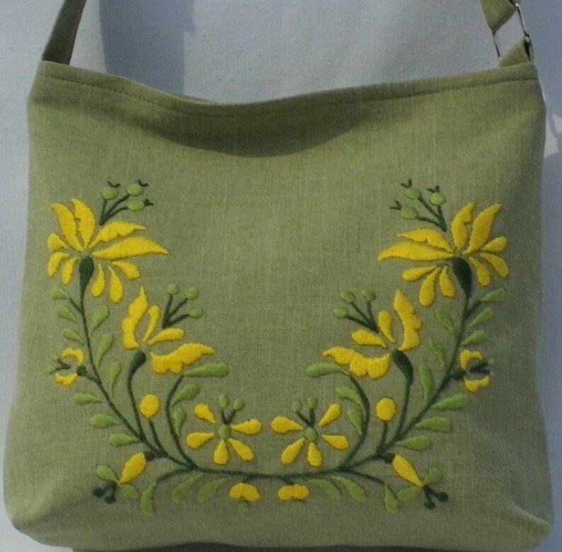 Hand Embroidered Canvas Shoulder Bag