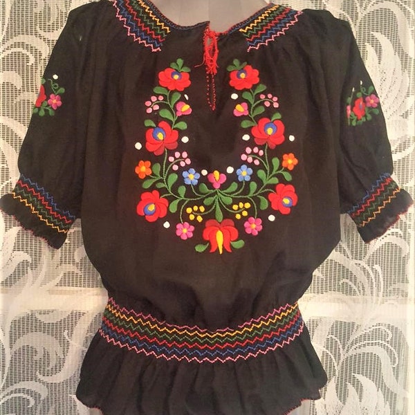 Vintage hand Embroidered Folk Art Blouse