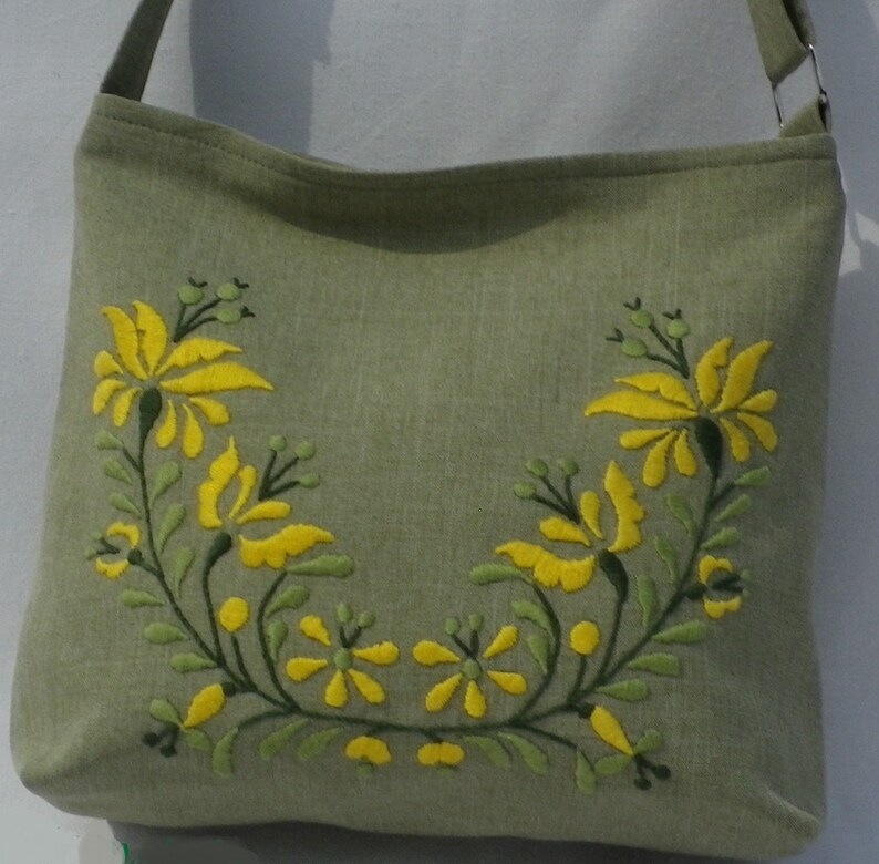 Hand Embroidered Canvas Shoulder Bag