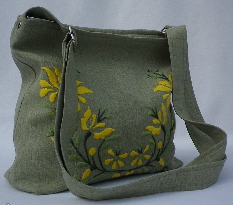 Hand Embroidered Canvas Shoulder Bag