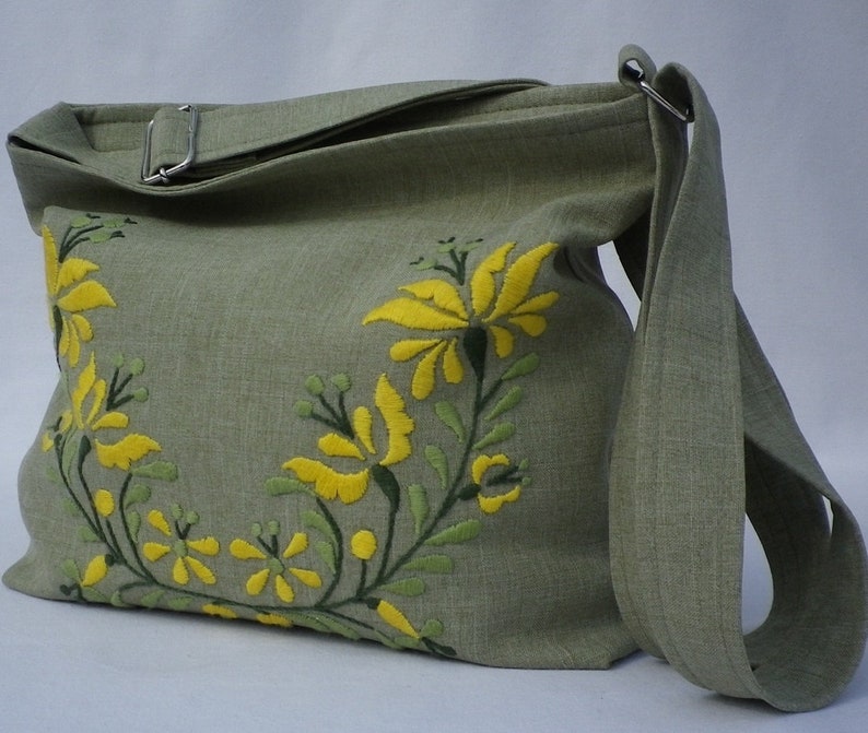 Hand Embroidered Canvas Shoulder Bag