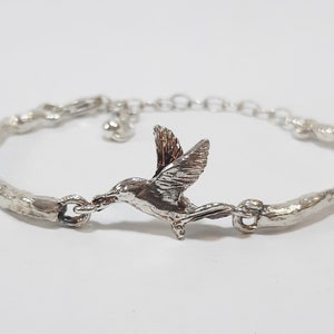 LIFE From darkness to light Hummingbird sterling silver bracelet image 1