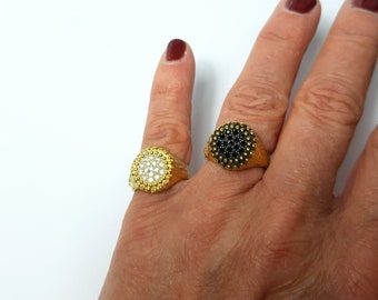 SHINE - Pavè ring with black zircons