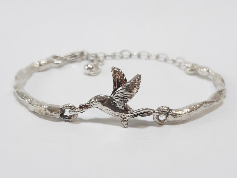 LIFE From darkness to light Hummingbird sterling silver bracelet image 1