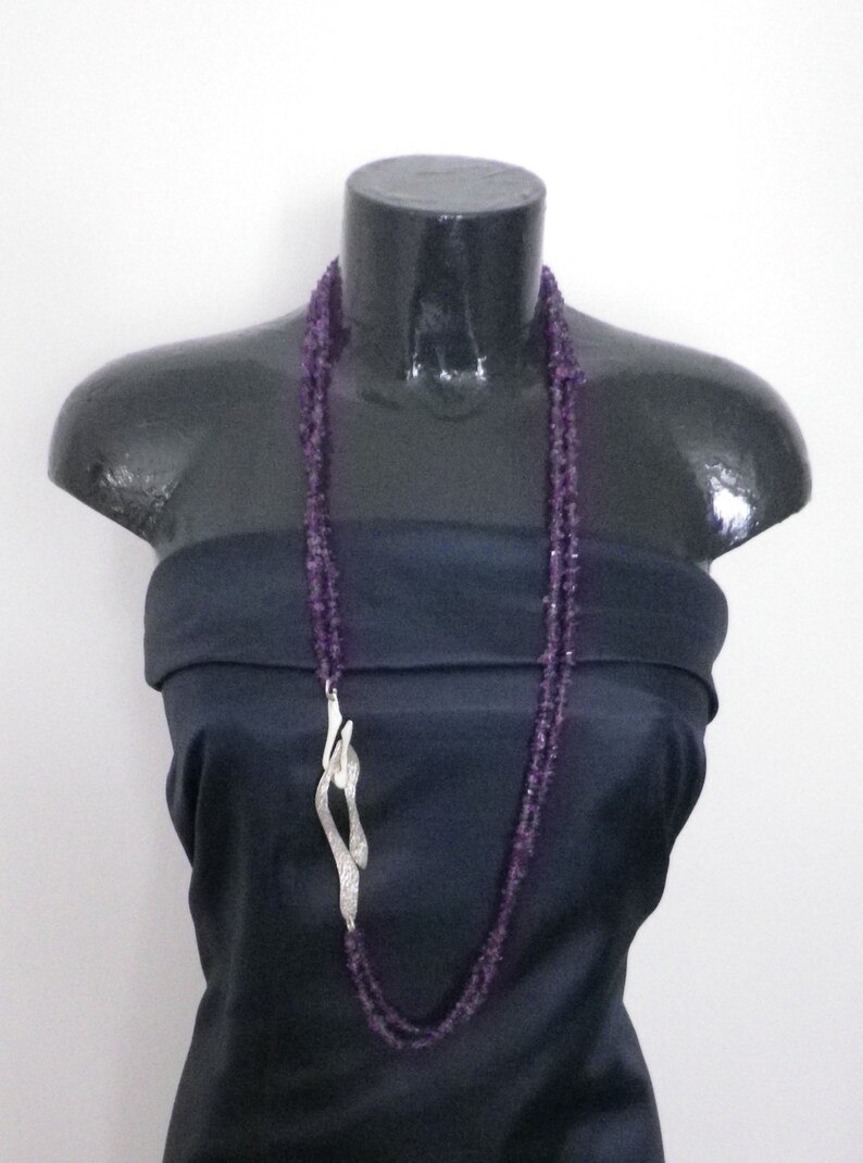 WAVE long necklace with amethyst zdjęcie 3