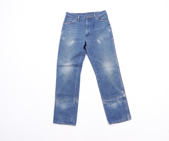 70s Rustler Distressed Straight Leg Denim Jeans Bl