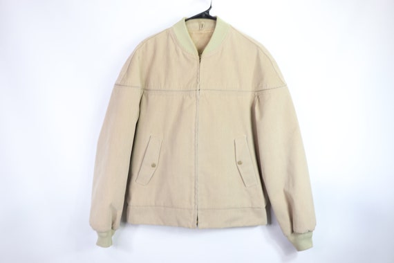 80s Full Zip Corduroy Bomber Jacket Khaki Cotton T