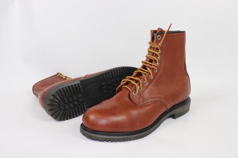 red leather work boots