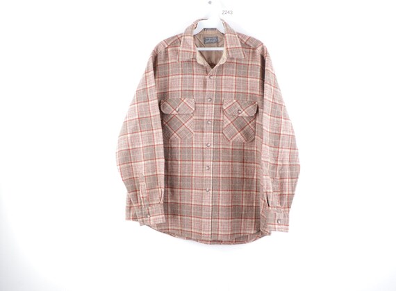 80s Rockabilly Double Pocket Plaid Flannel Shirt J