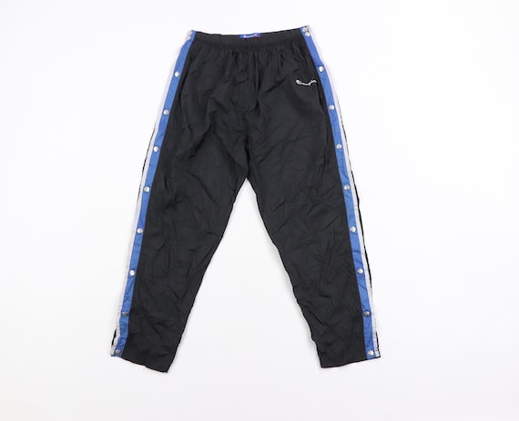 90s Champion Spell Out Striped Tearaway Pants Blac