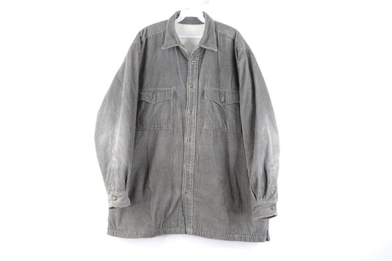 90s Streetwear Deep Pile Fleece Lined Corduroy Shi