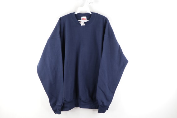 90s Hanes Streetwear Blank Crewneck Sweatshirt Nav