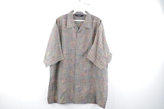 90s Genelli Streetwear Geometric Print Linen Blend