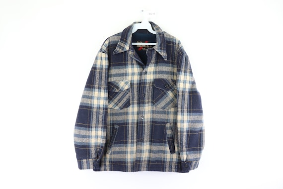 70s Sears Outerwear Fleece Lined Wool Shirt Jacket
