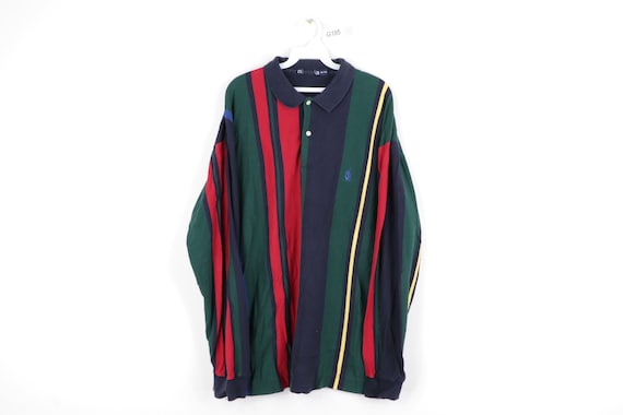 90s Nautica Long Sleeve Color Block Striped Polo R