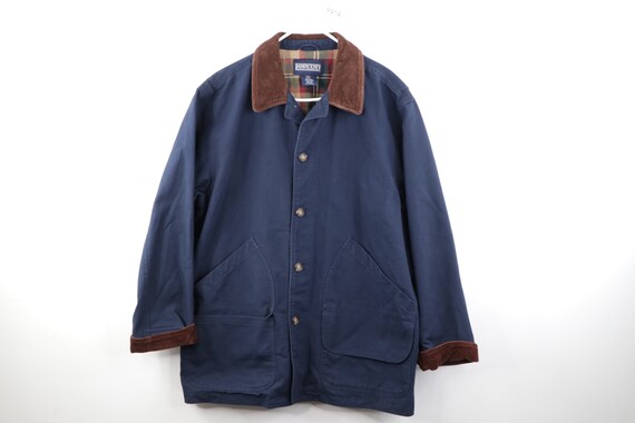 90s Lands End Flannel Lined Corduroy Collar Chore