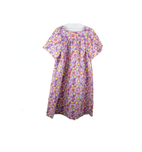 NOS Deadstock 70s Purple Floral Psychedelic Muumuu
