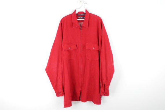 90s Nautica Double Pocket Full Zip Chamois Cloth S