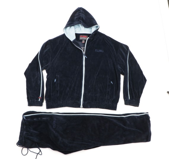 90s FUBU Stitched Spell Out Velour 2 Piece Track S